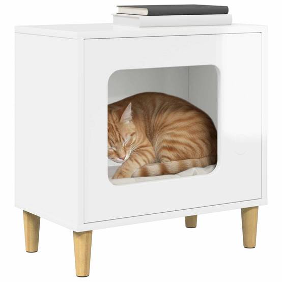 Vidaxl - Maison pour chat Blanc Brillant 51 x 30 x 52 cm vidaXL 8000657 - Image 4