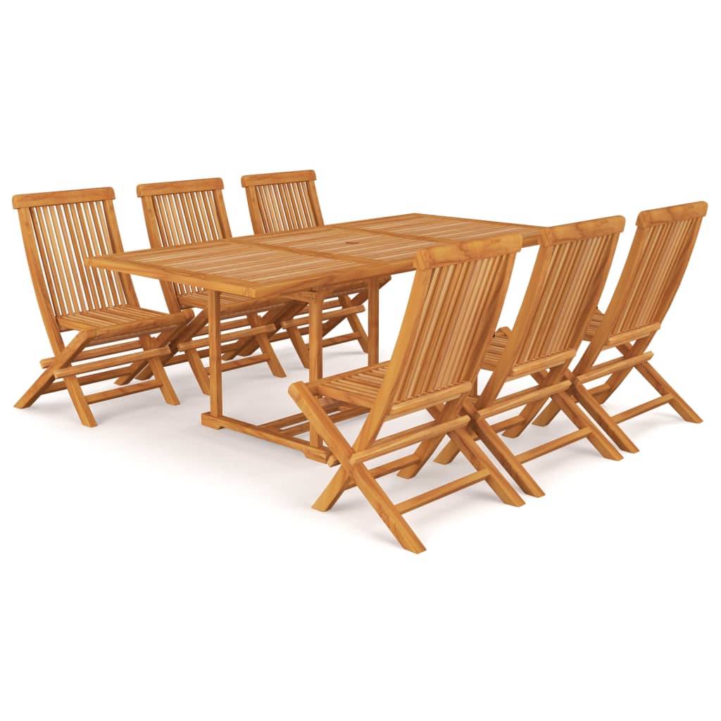 Salon de jardin meuble d'extérieur ensemble de mobilier 7 pièces bois de teck massif - Image 1