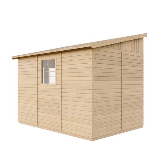 Timbela - Abri de Jardin en Bois Naturel H243x216x318 cm / 6 m² sans paroi latérale avec fenêtres - 17 mm d’épaisseur - Timbela M339 - Image 5
