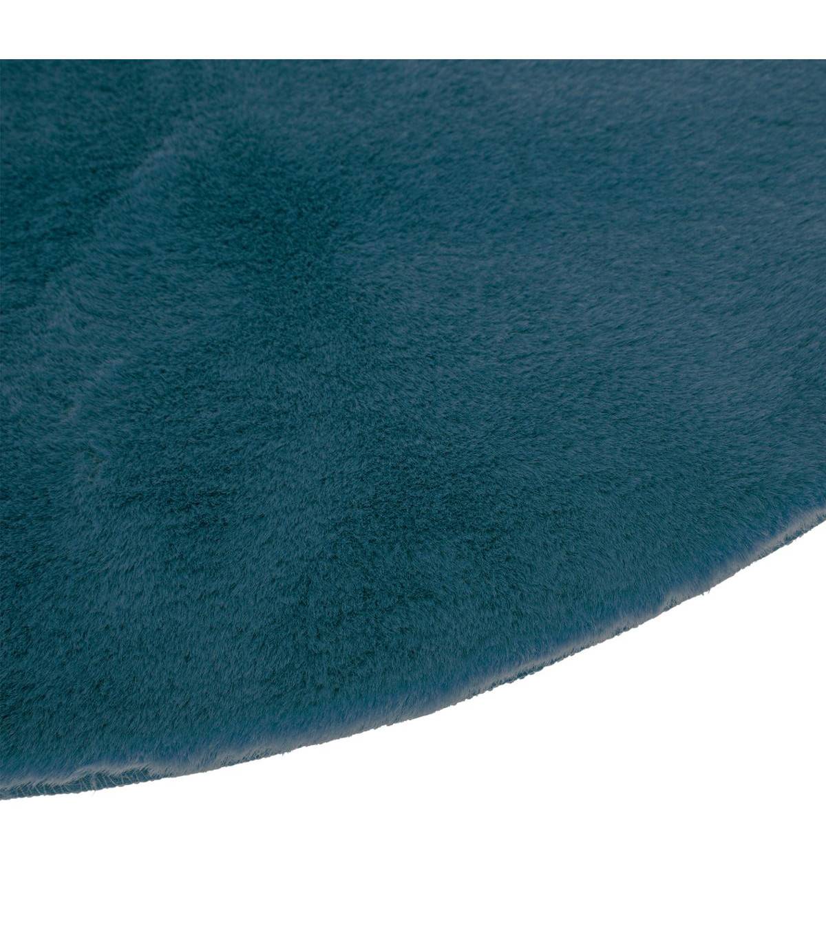 Tapis en Fourrure Bleu Canard Extra Doux D 80 cm - Imagen 2