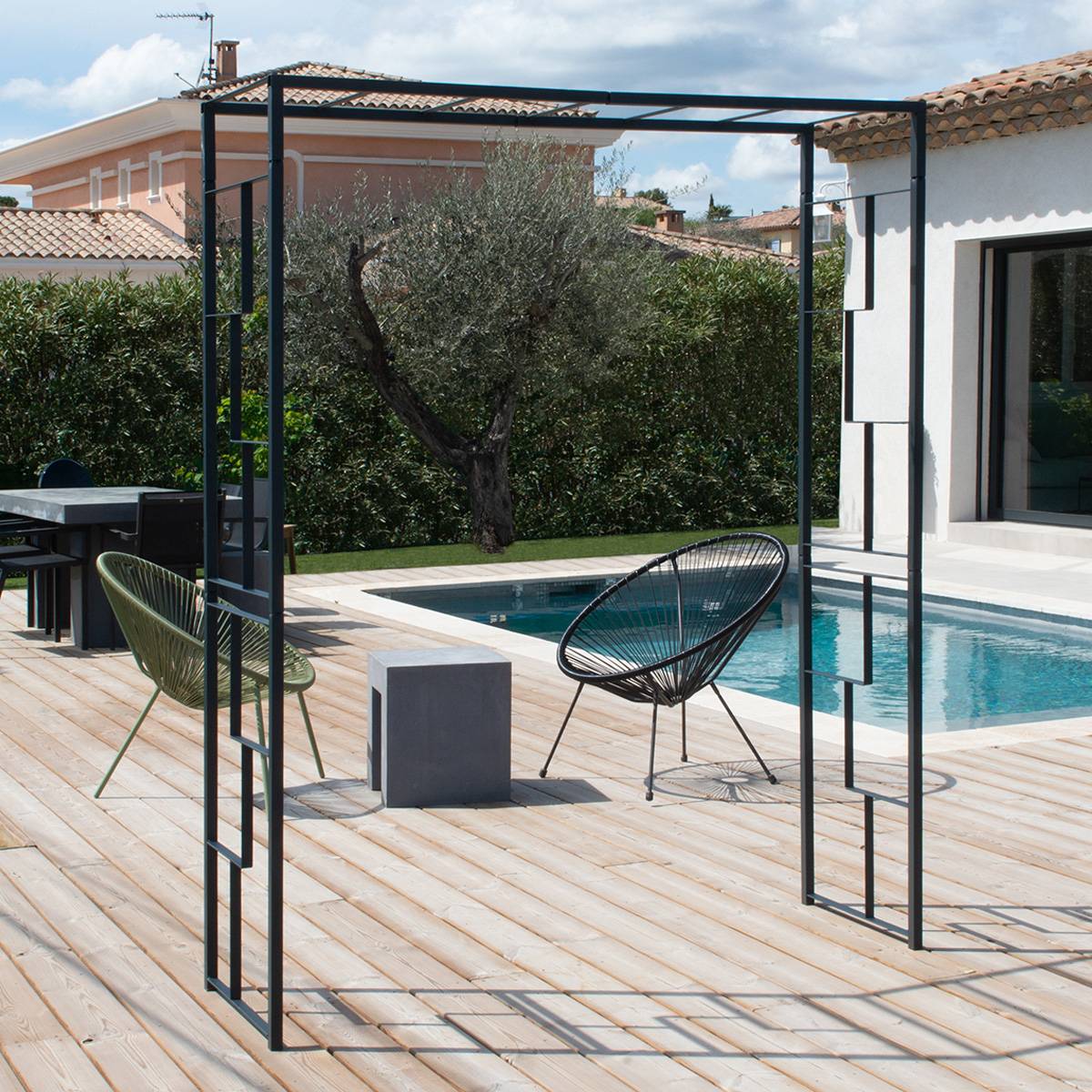 Louis Moulin - Arche de jardin Linéale en acier anthracite grand modèle + 4 supports à enfoncer - LMOULIN - Imagen 2