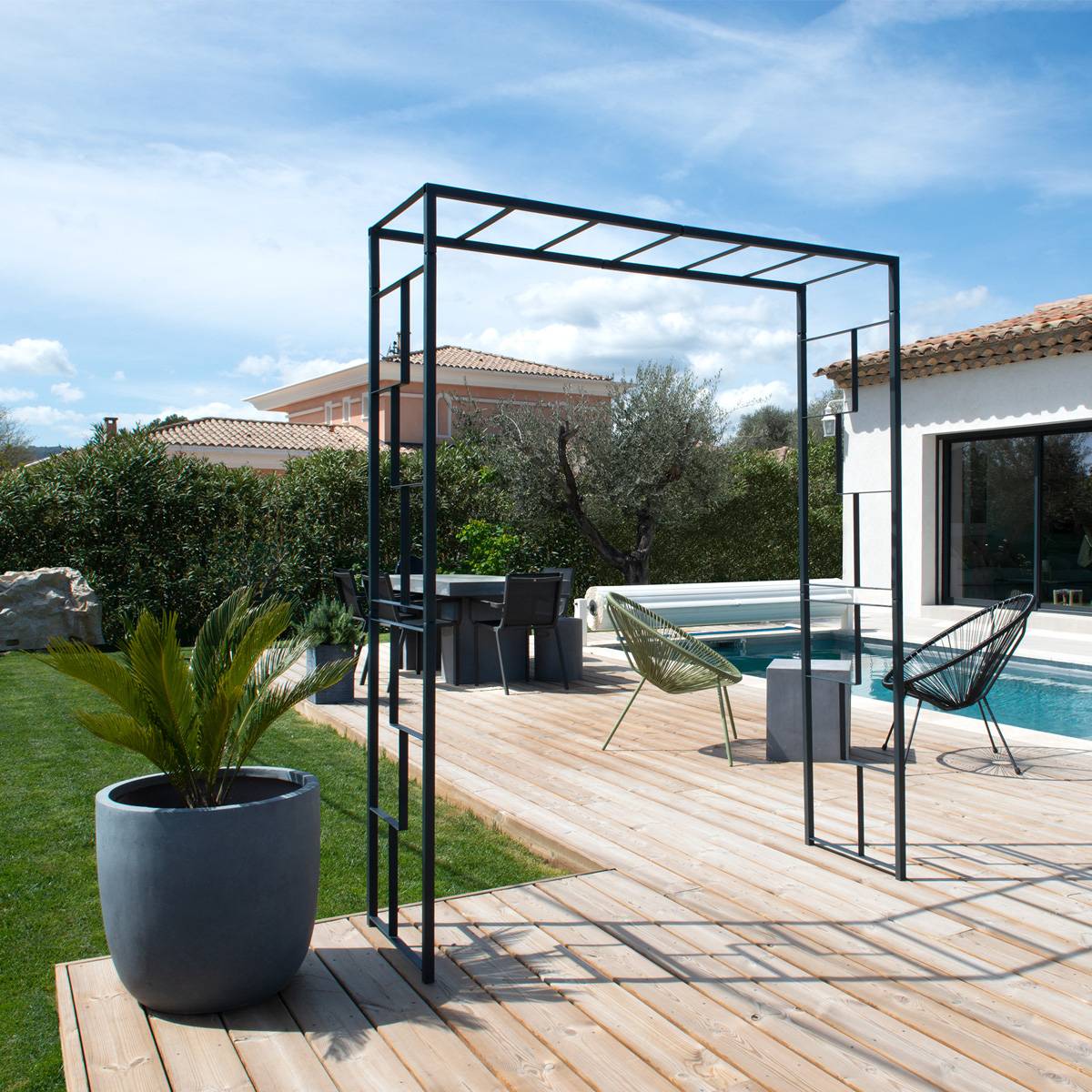 Louis Moulin - Arche de jardin Linéale en acier anthracite grand modèle + 4 supports à enfoncer - LMOULIN - Imagen 3