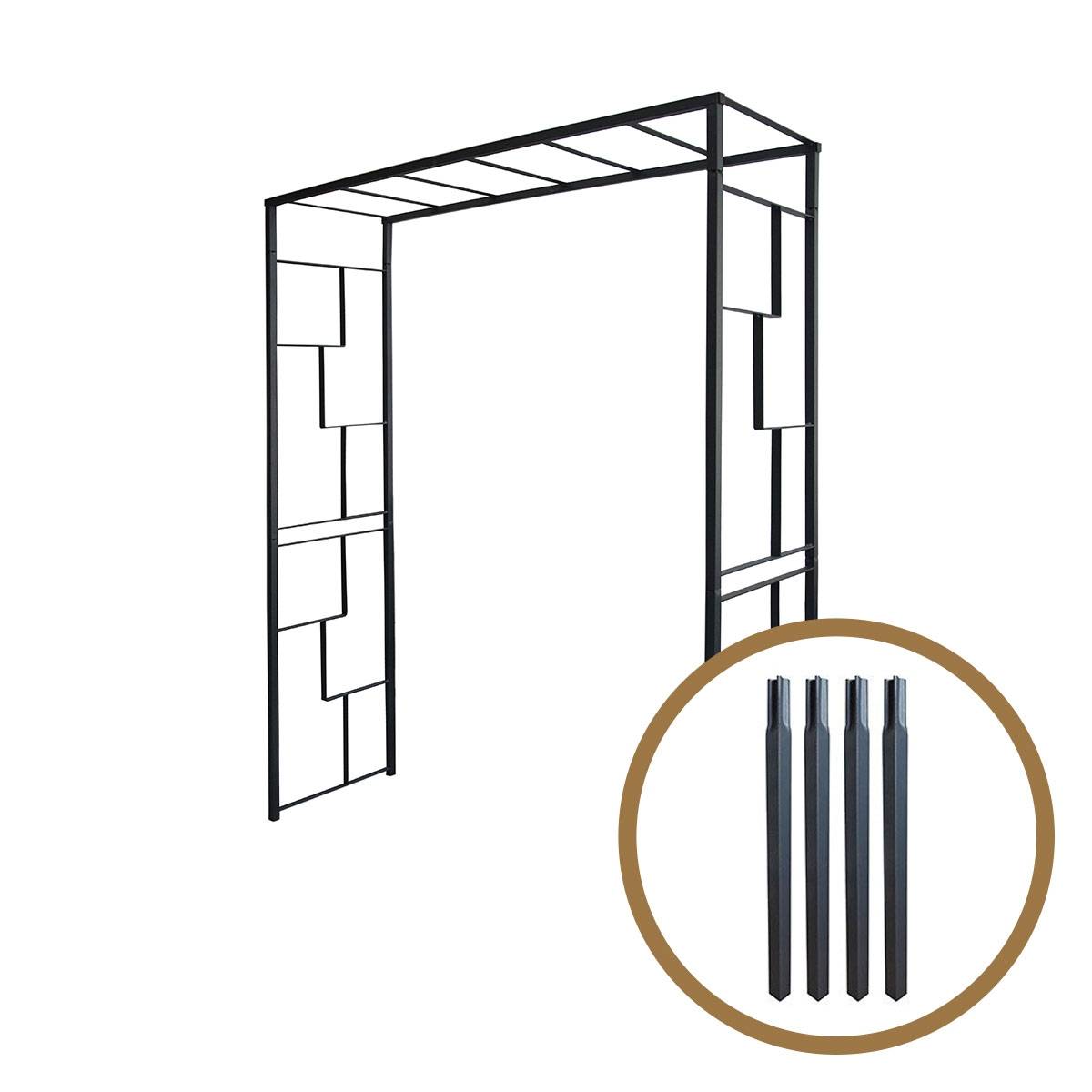 Louis Moulin - Arche de jardin Linéale en acier anthracite grand modèle + 4 supports à enfoncer - LMOULIN - Imagen 4