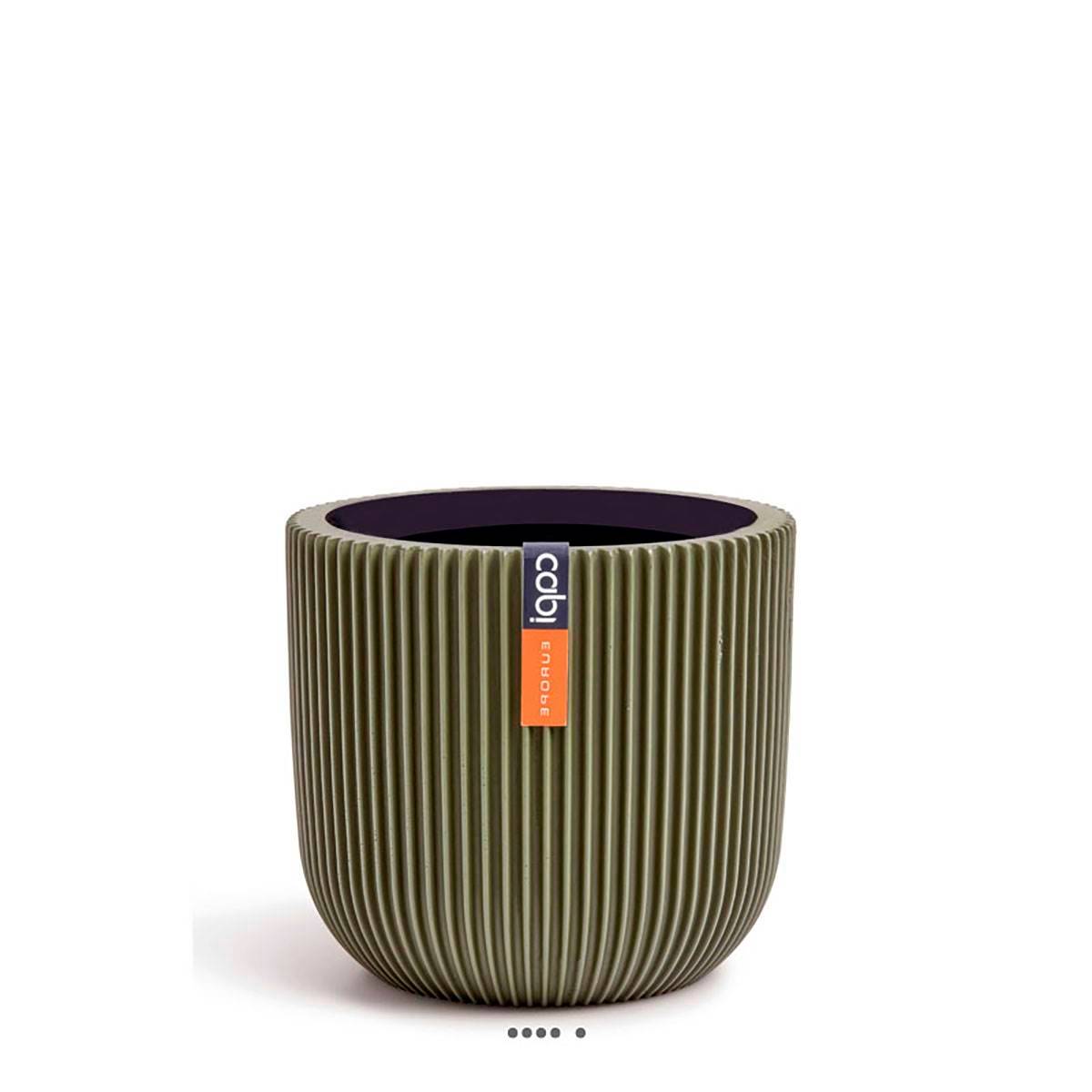 Artificielles - Pot Groove plastique forme eggpot H 13 x D 14cm Vert - dimhaut: H 13 cm - couleur: Vert - Imagen 1