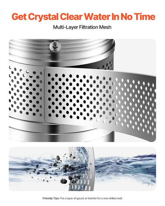 VEVOR Pompe immergée à eau pour puits profond acier inox 550 W 65 L/min 85 m - Image 5
