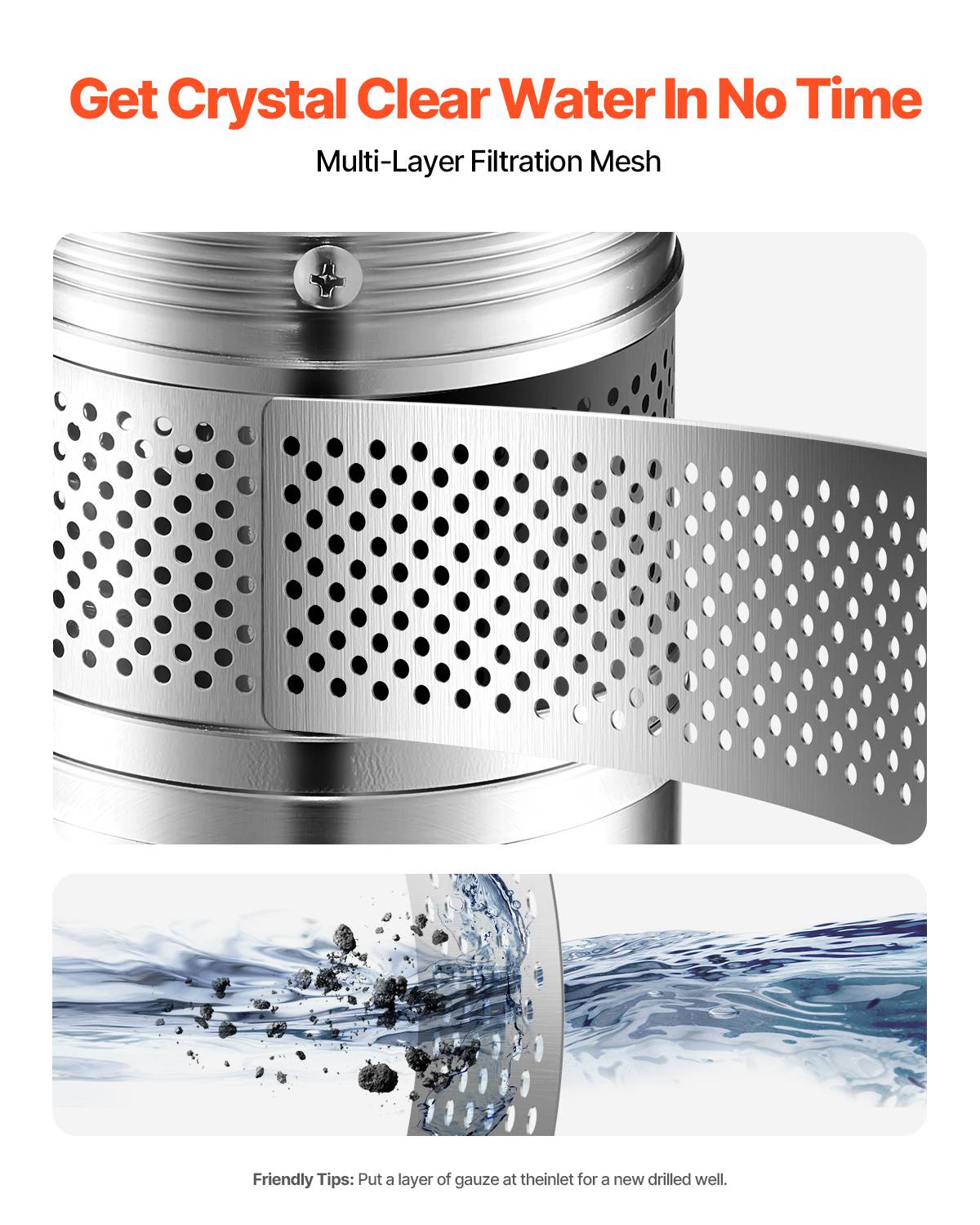 VEVOR Pompe immergée à eau pour puits profond acier inox 550 W 65 L/min 85 m - Image 5