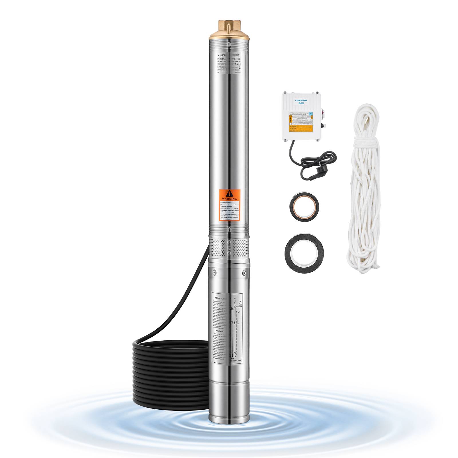 VEVOR Pompe immergée à eau pour puits profond acier inox 550 W 65 L/min 85 m - Image 1