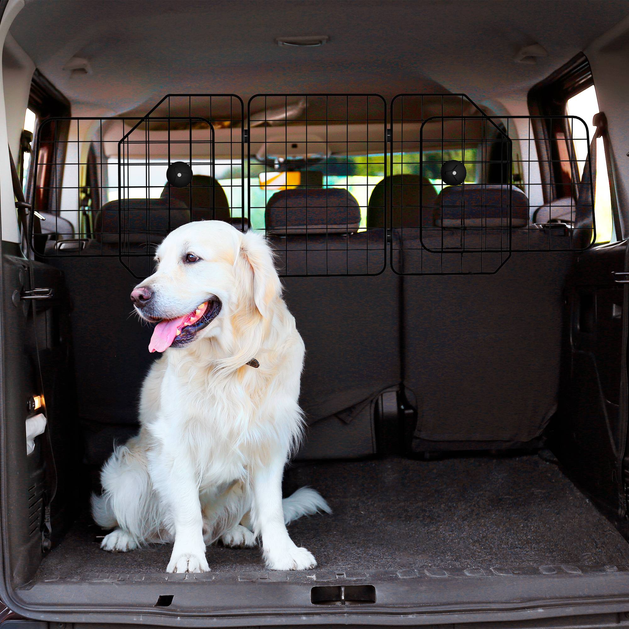 Barrière de sécurité pour chien en voiture, largeur réglable, pliable, 93-150 x 42 cm, noire - Image 4
