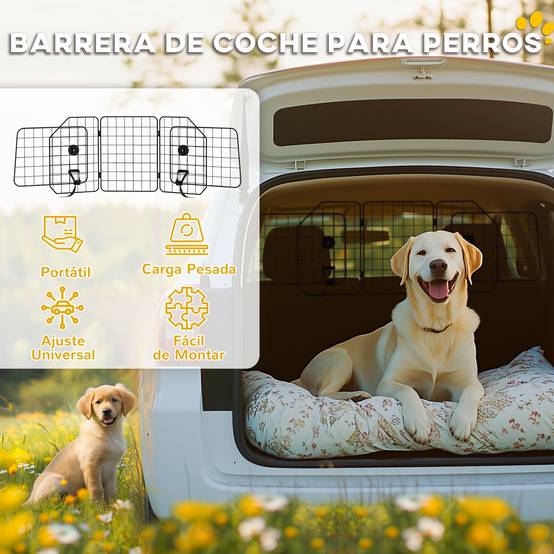 Barrière de sécurité pour chien en voiture, largeur réglable, pliable, 93-150 x 42 cm, noire - Image 6