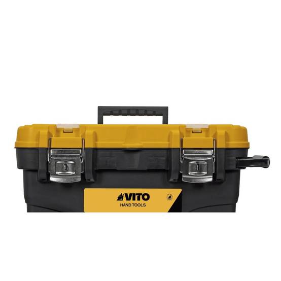 Boite à outils sur roues 595 x 380 x 420 mm Coffre de chantier Poignée télescopique Coffre à outils Servante VITO - Image 3