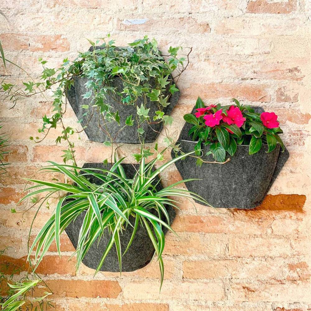 Pack de 3 pots muraux CitySens noirs avec couverture textile et arrosage manuel - Image 3