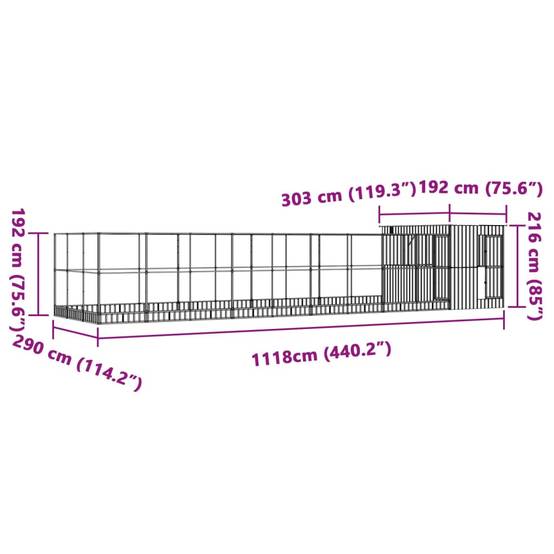 Grande Volière Jardin Acier Galvanisé Résistante 1118x303cm Argent - ComfortXL Outdoor Living - Image 8