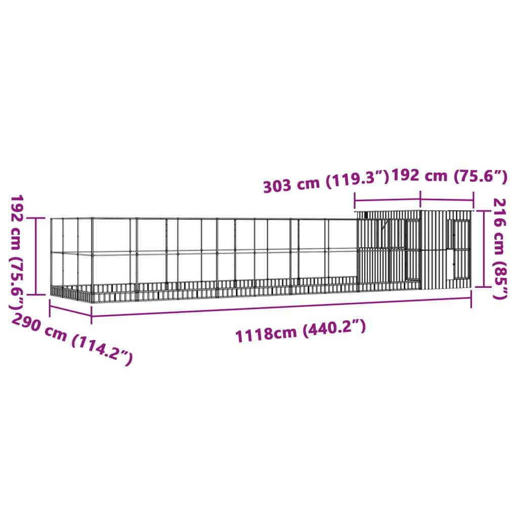 Grande Volière Jardin Acier Galvanisé Résistante 1118x303cm Argent - ComfortXL Outdoor Living - Image 8