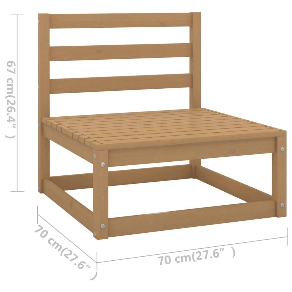 Helloshop26 - Salon de jardin meuble d'extérieur ensemble de mobilier 9 pièces avec coussins marron miel bois de pin - Imagen 6
