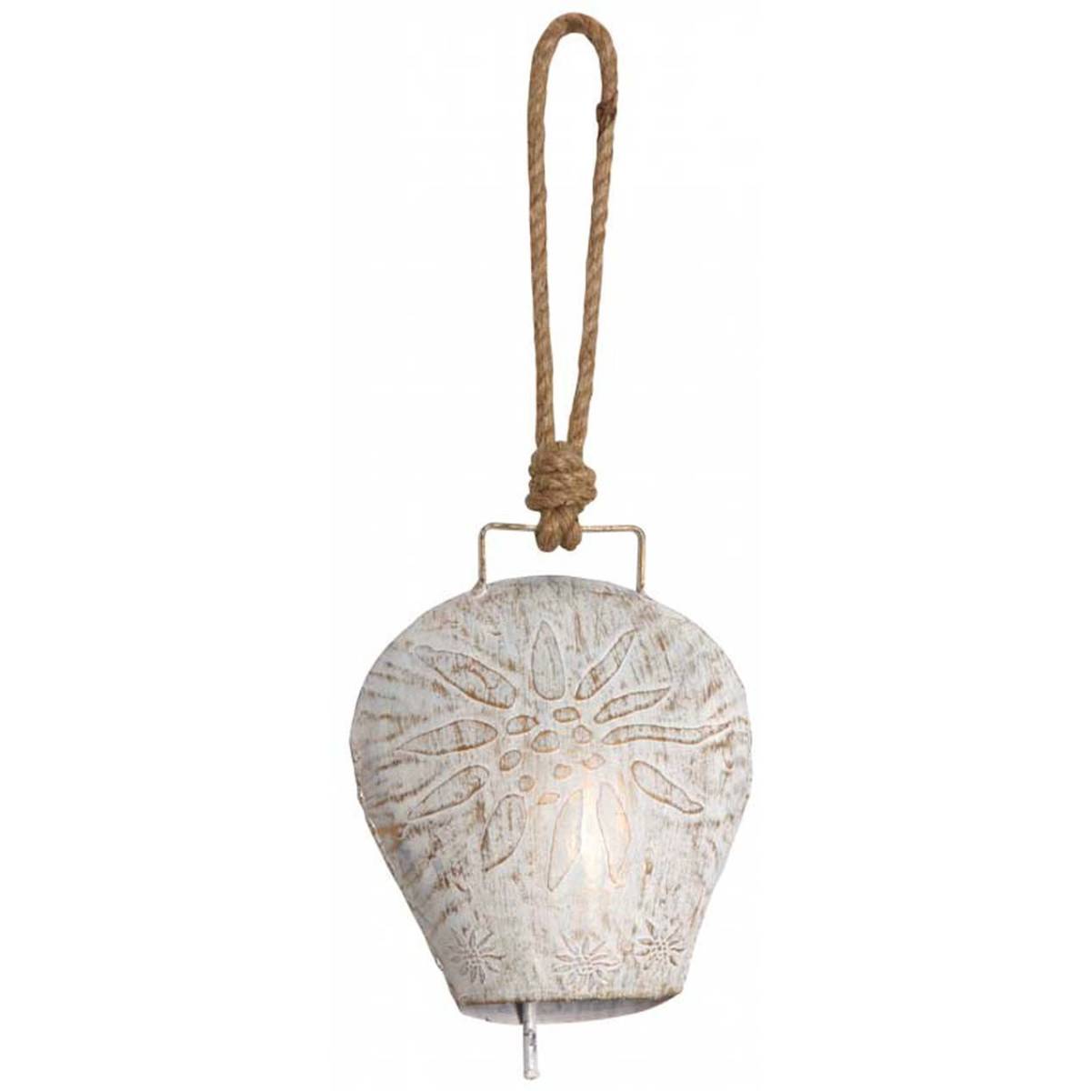 Aubry Gaspard - Cloche Edelweiss en métal blanchi 17 cm