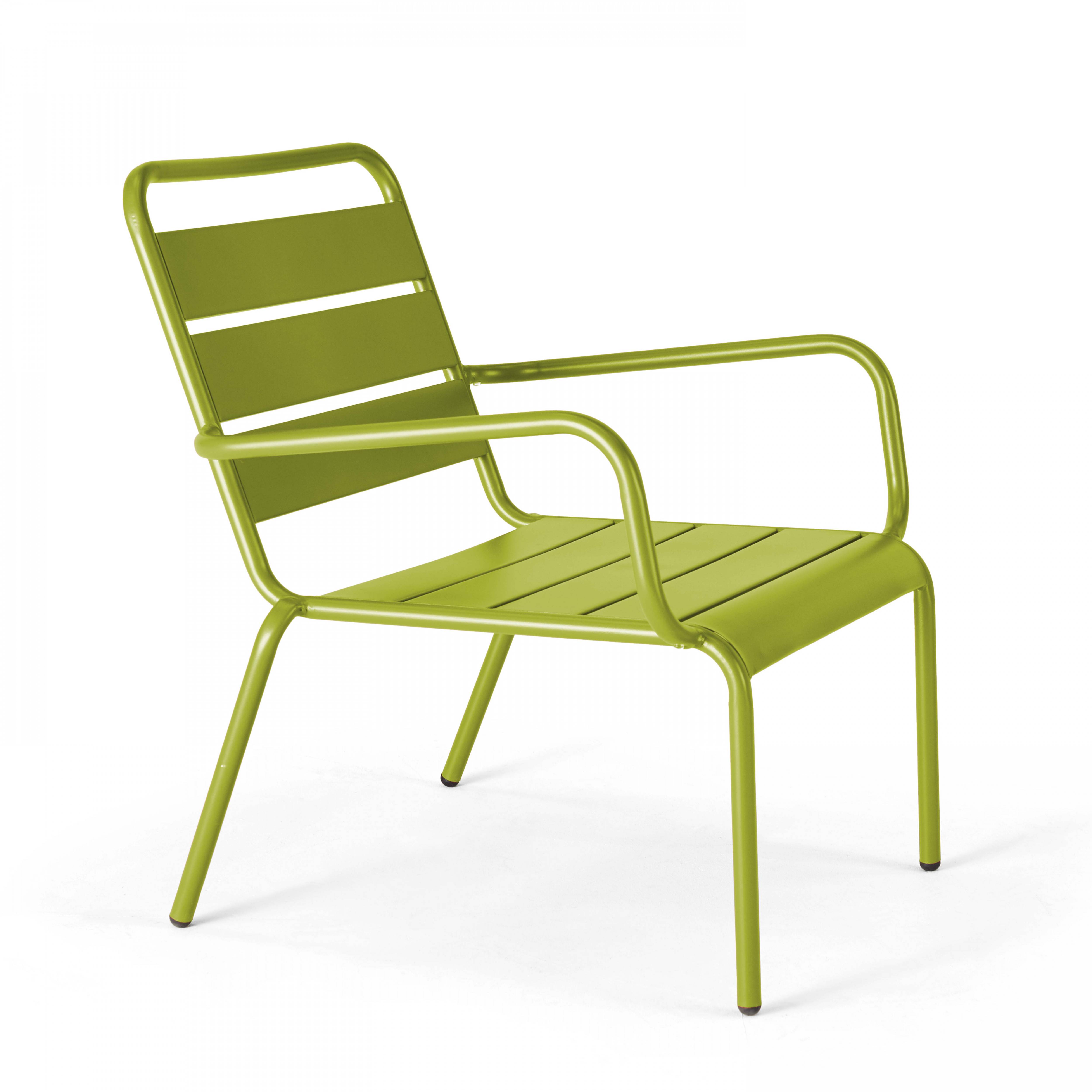 Oviala - Fauteuil de jardin bas relax acier vert Palavas - Oviala - Imagen 1