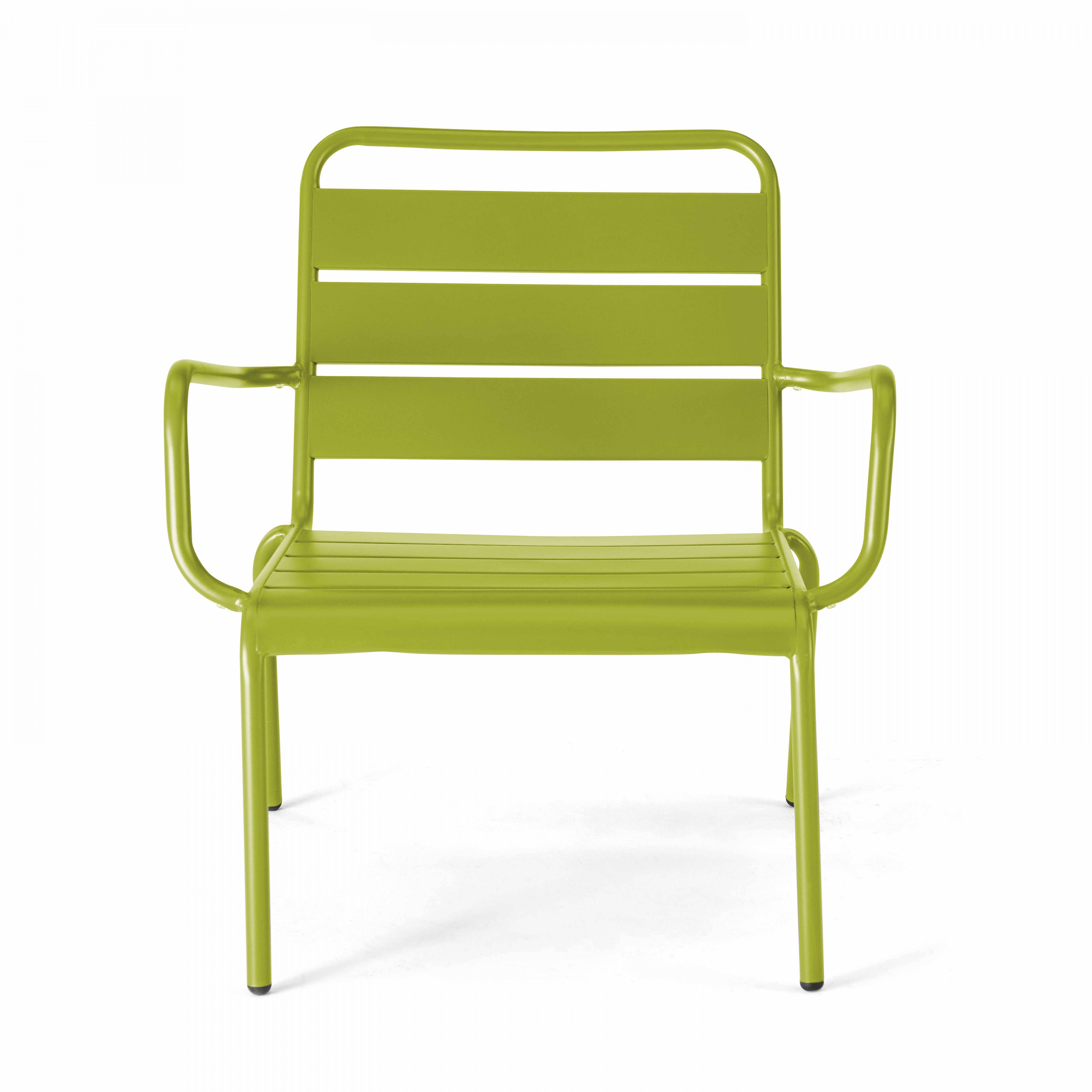 Oviala - Fauteuil de jardin bas relax acier vert Palavas - Oviala - Imagen 5