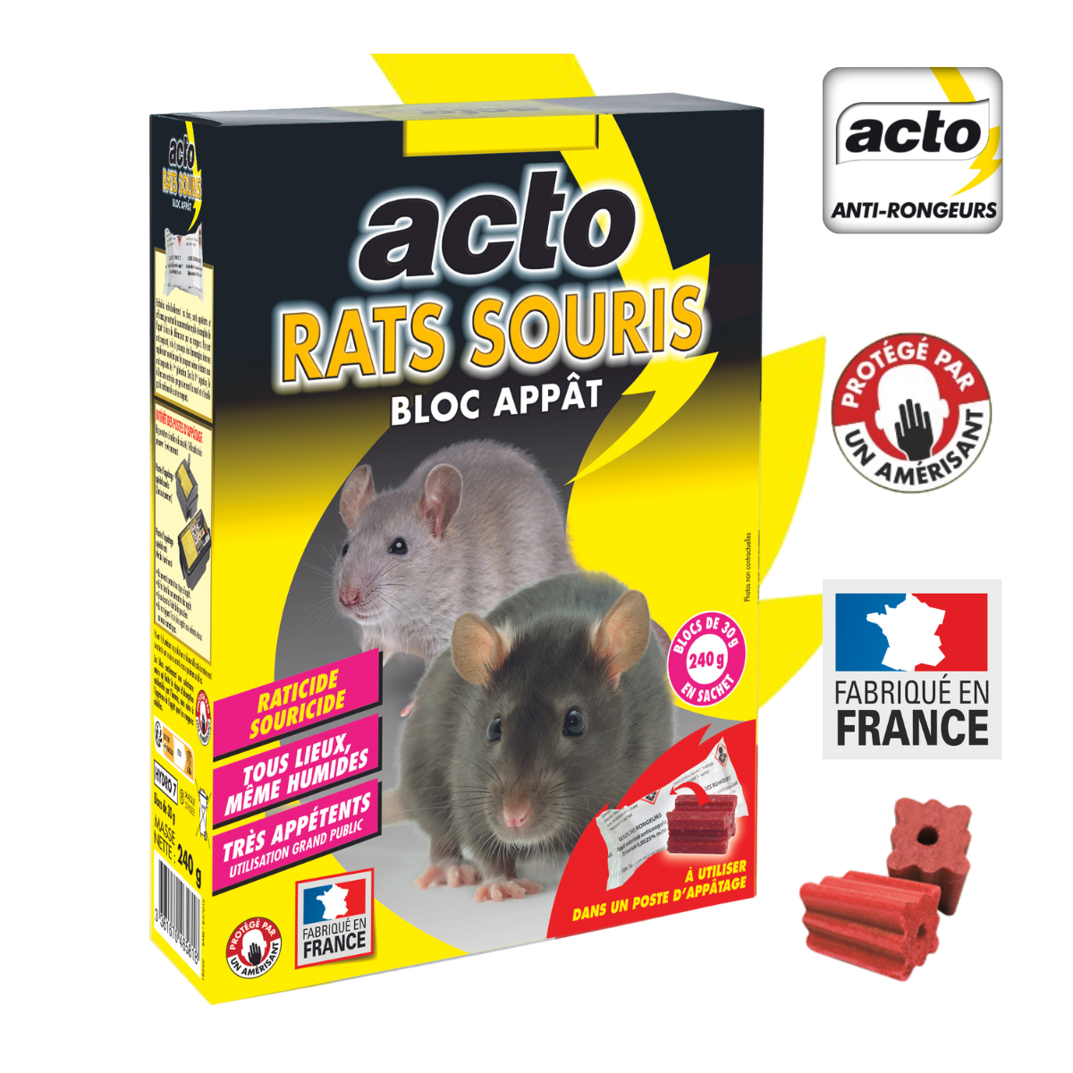 Acto - ACTO RATS - SOURIS Blocs appâts - 8 x 30 grs - Le meilleur choix pour une dératisation efficace - Image 3