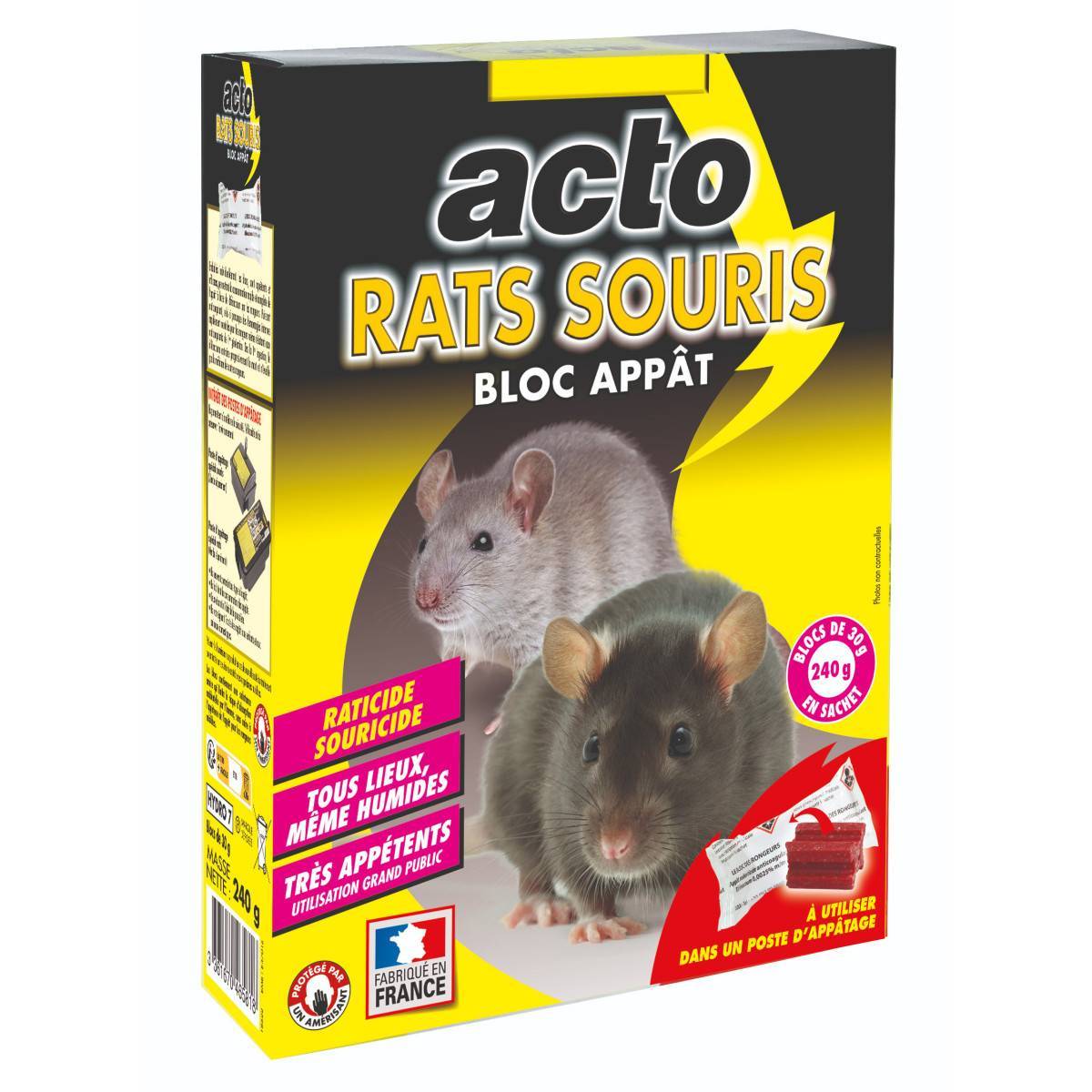 Acto - ACTO RATAS - RATONES Bloques de cebo - 8 x 30 grs - La mejor opción para una desratización eficaz