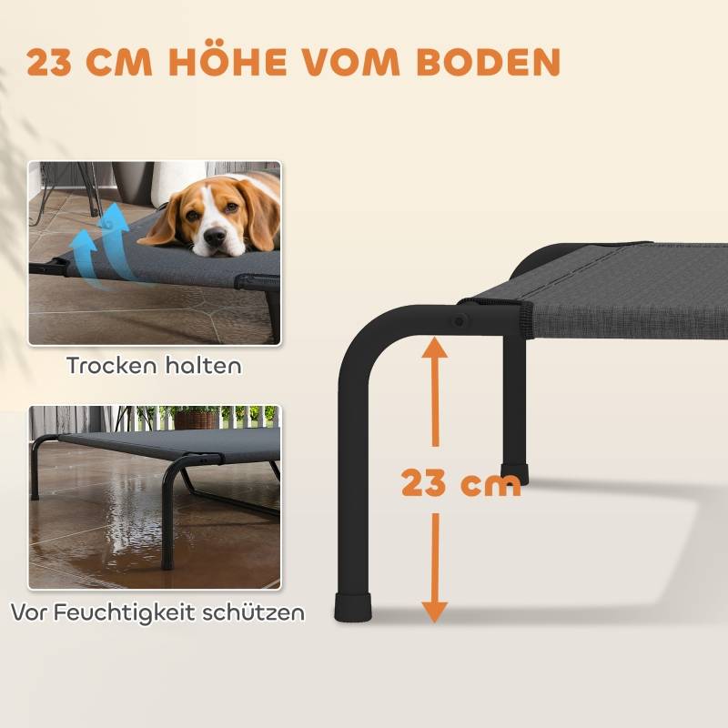 ComfortXL - Lit surélevé grand chien Textilène intérieur extérieur respirant lavable 152x94cm Gris - ComfortXL Outdoor Living - Image 4