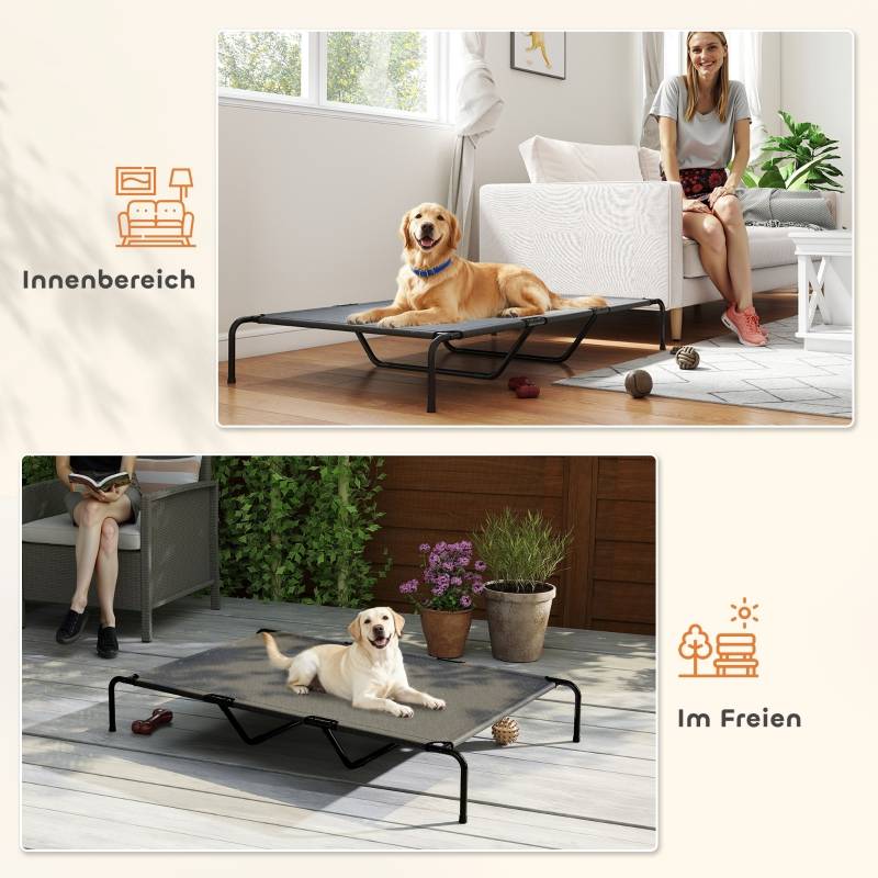 ComfortXL - Lit surélevé grand chien Textilène intérieur extérieur respirant lavable 152x94cm Gris - ComfortXL Outdoor Living - Image 6