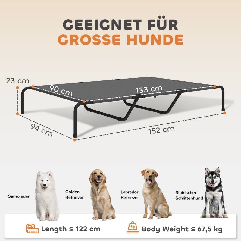 ComfortXL - Lit surélevé grand chien Textilène intérieur extérieur respirant lavable 152x94cm Gris - ComfortXL Outdoor Living - Image 3