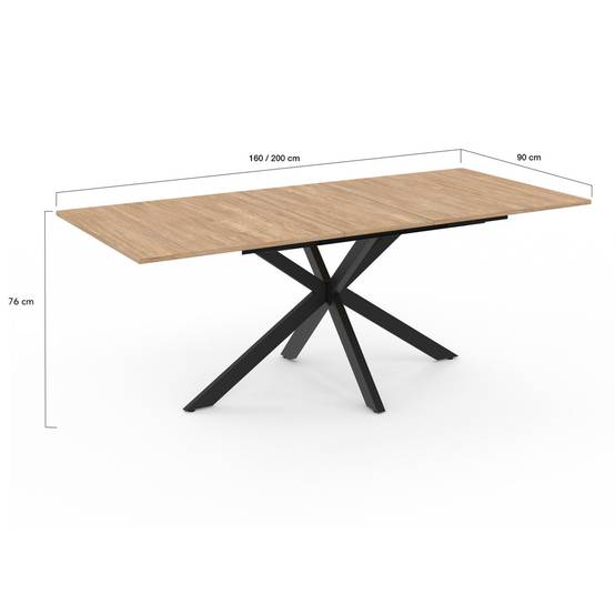 Table à manger extensible rectangle ALIX 6-10 personnes bois et noir 160-200 cm - Image 6