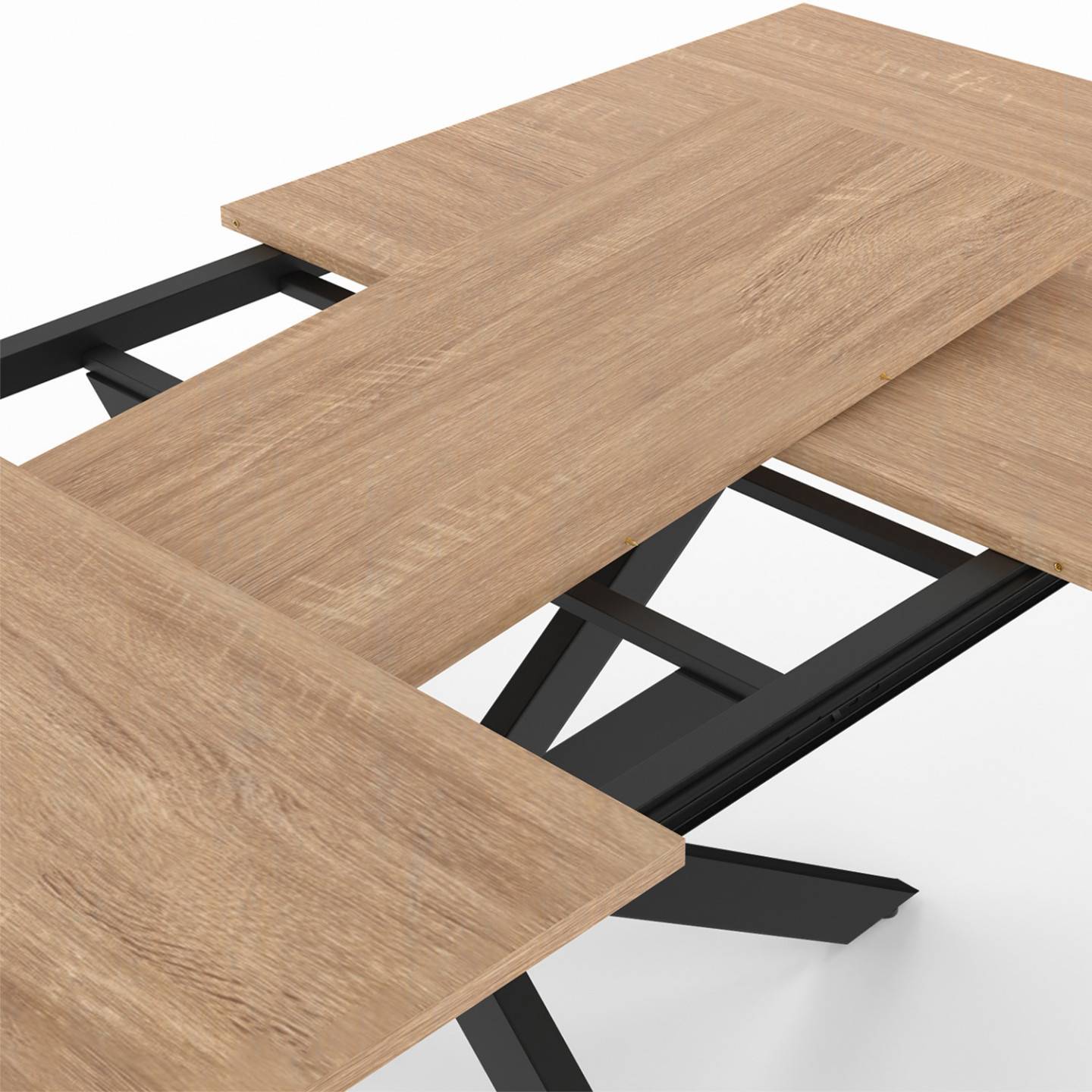 Table à manger extensible rectangle ALIX 6-10 personnes bois et noir 160-200 cm - Image 7