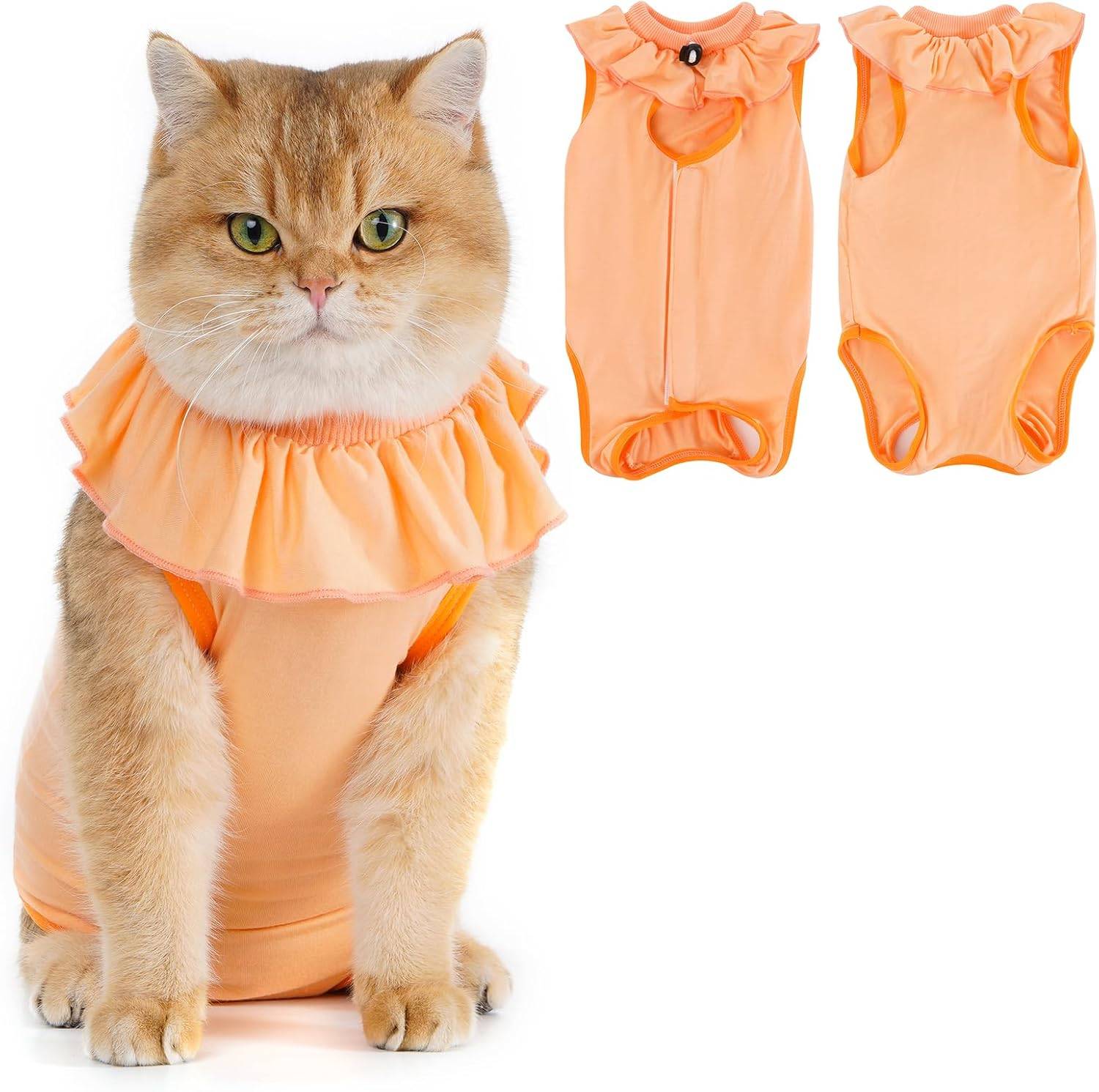 Combinaison de Récupération pour Chat Anti Léchage Orange L