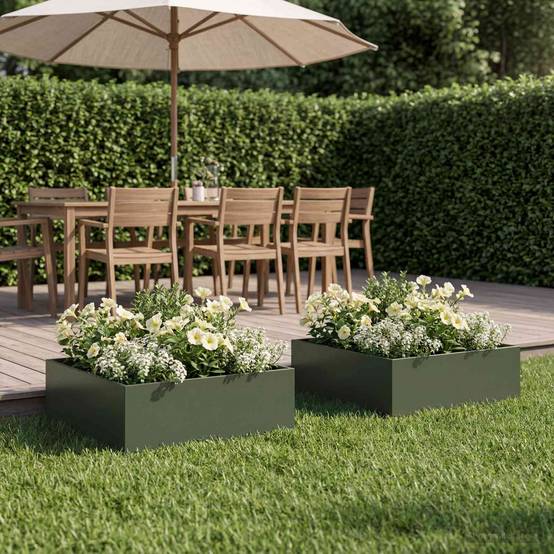 Vidaxl - Cache-pot de jardin 2 pc Vert olive 40 x 40 x 20 cm vidaXL 8004987 - Image 1