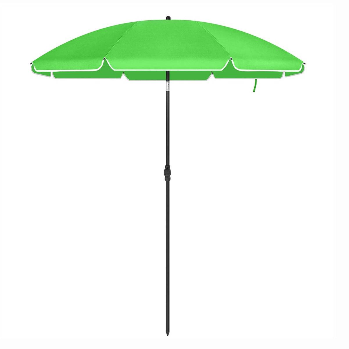 Helloshop26 - Parasol de jardin diamètre 2 m ombrelle protection UPF 50+ inclinable portable résistant au vent baleines en fibre de verre avec sac vert - Imagen 1