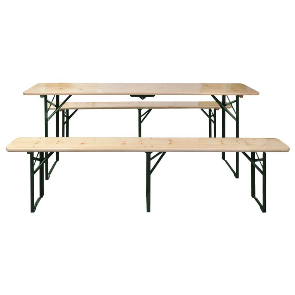Maison Chic - Table de jardin | Table de brasserie pliable avec 2 bancs 220 cm Bois de sapin - Image 1