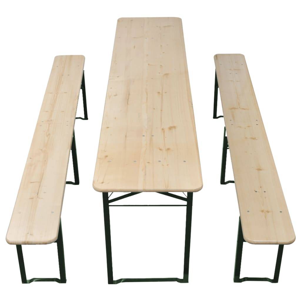 Maison Chic - Table de jardin | Table de brasserie pliable avec 2 bancs 220 cm Bois de sapin - Image 3