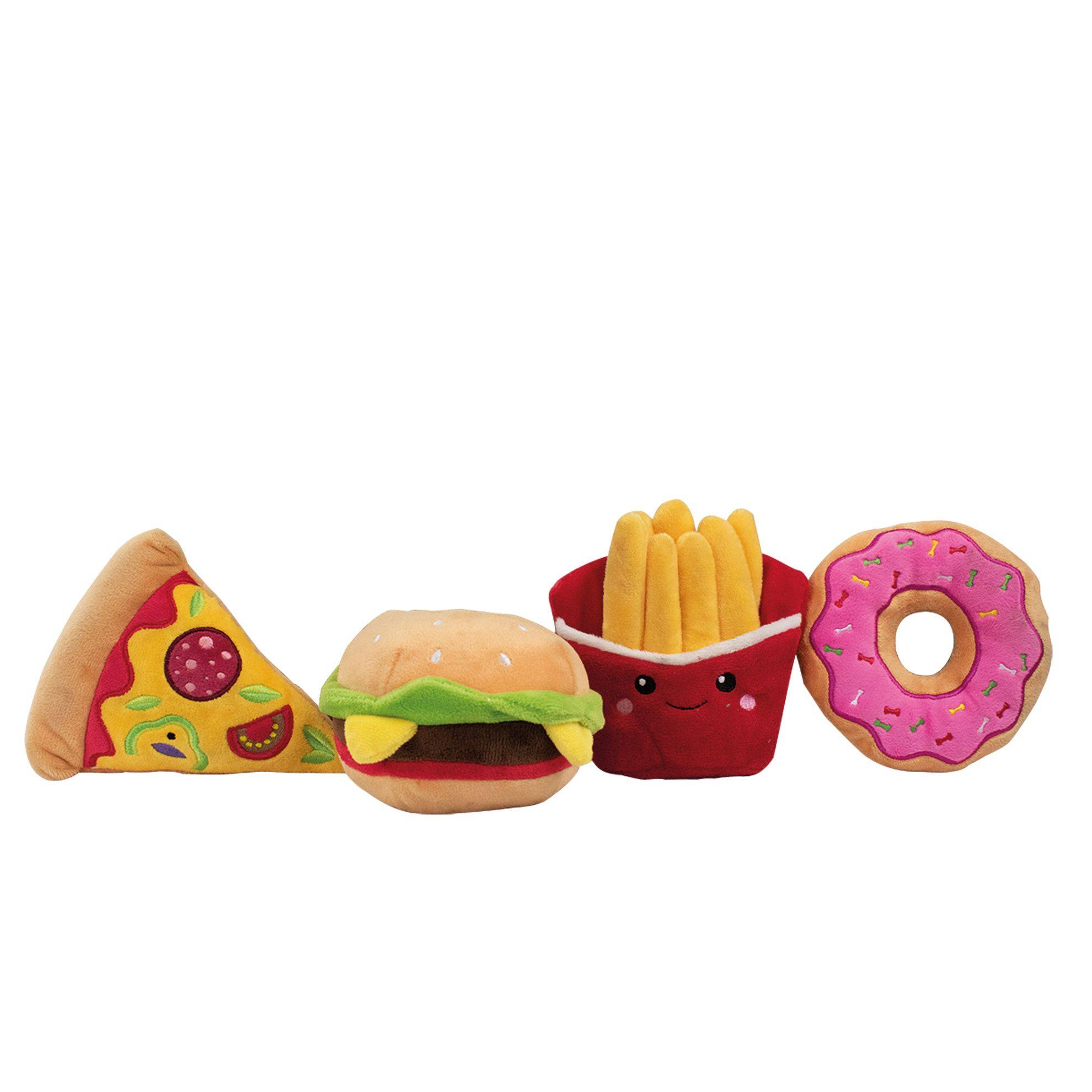 Lot de 4 peluches "Fast Food" DOOGY