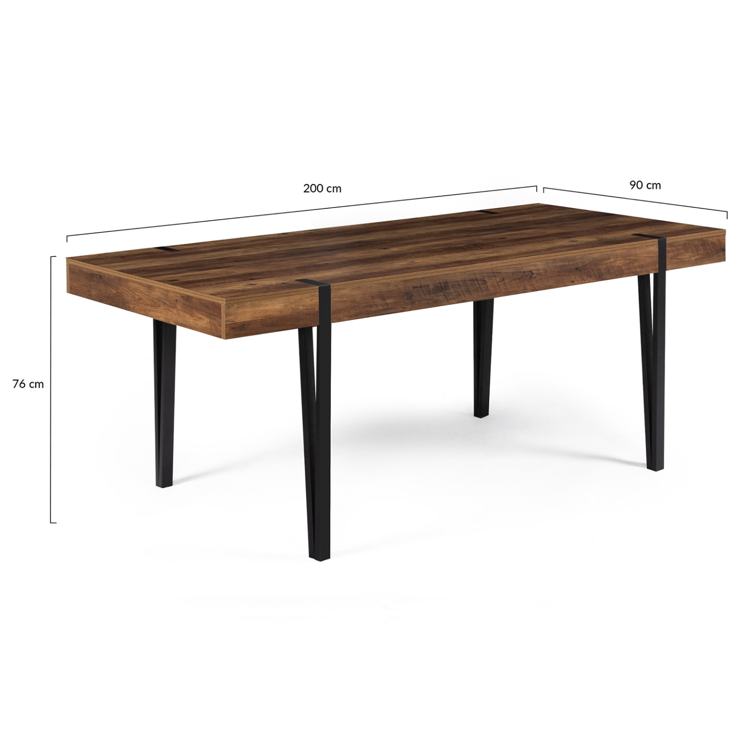 Table à manger rectangle AUSTRIA 10 personnes bois pied épingle 200 cm - Image 4