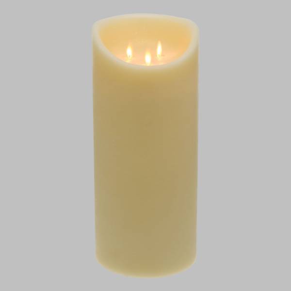 Lotti - Bougie LED en vraie cire Ivoire à piles 3 flammes oscillantes H35cm Blanc chaud Timer Lotti - Imagen 5