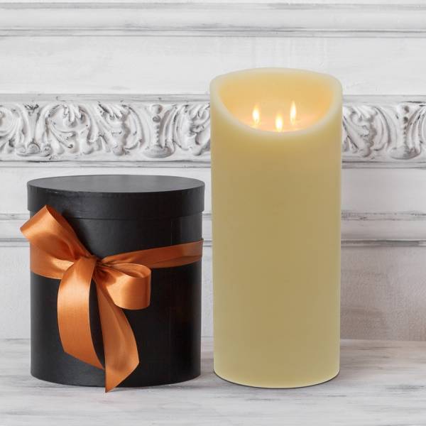 Lotti - Bougie LED en vraie cire Ivoire à piles 3 flammes oscillantes H35cm Blanc chaud Timer Lotti - Imagen 1