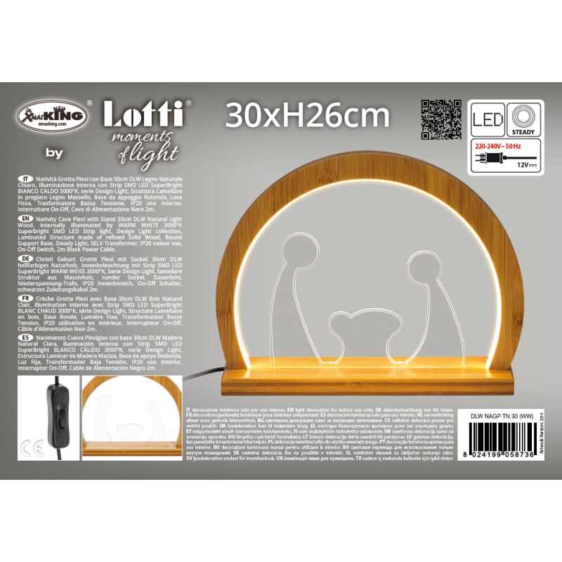 Lotti - Crèche lumineuse en bois néon LED blanc chaud 26cm intérieur Lotti - Imagen 6