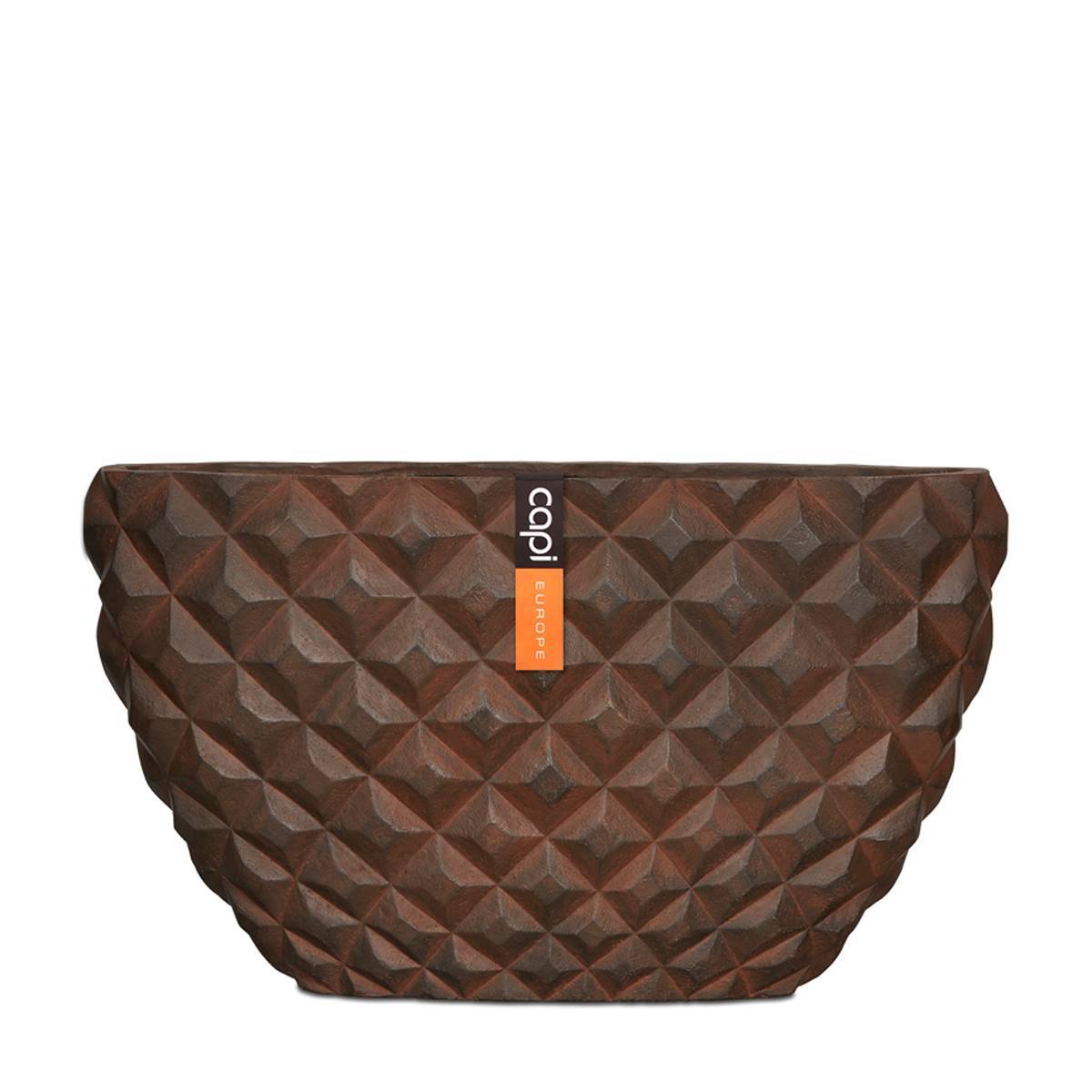 Artificielles - Bac en fibres de verre Int. bullet bas 61X15X35 cm rouille - dimhaut: H 35 cm - couleur: Marron