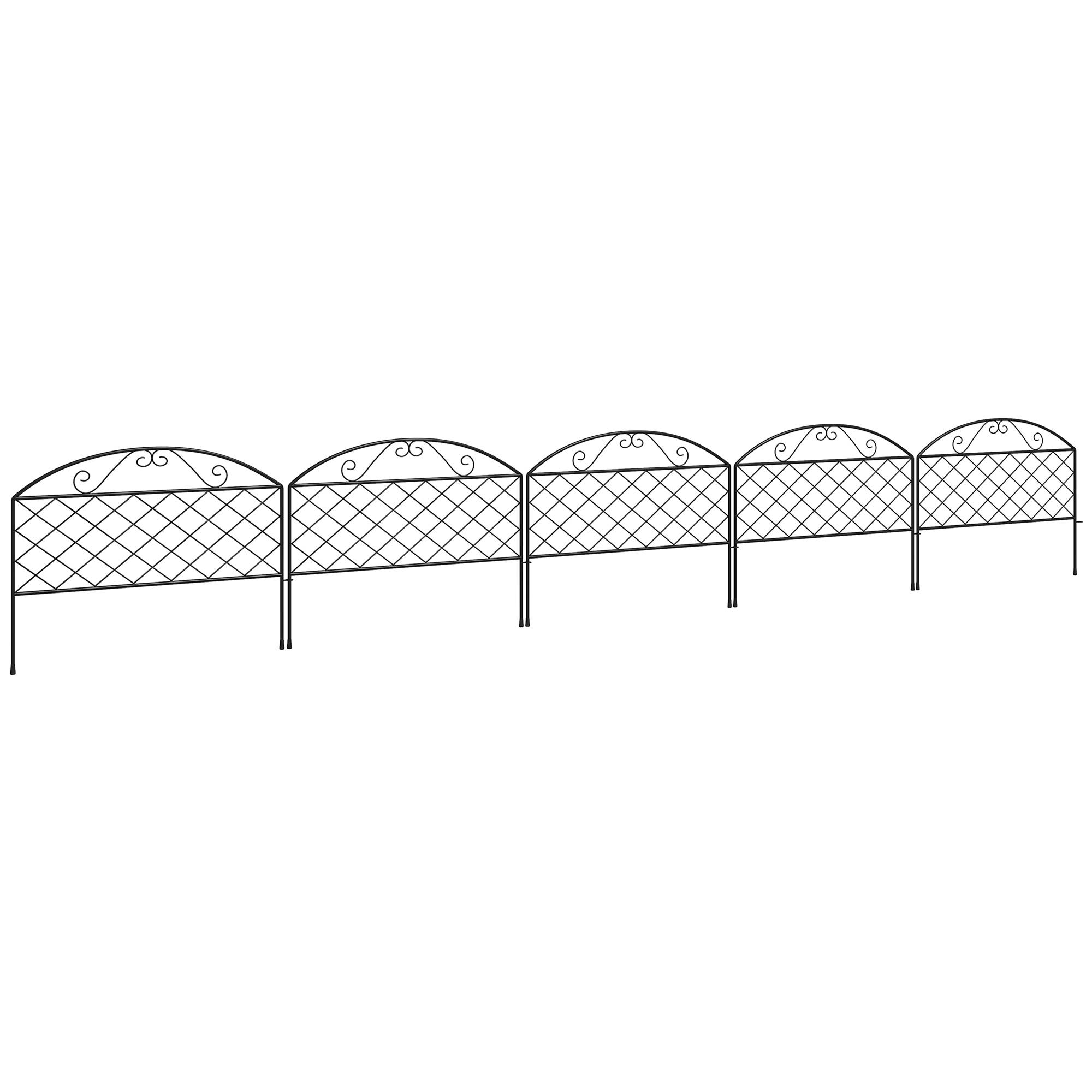 Outsunny - Lot de 5 clôtures de jardin décoratives avec ornements métal noir - Outsunny - Imagen 1
