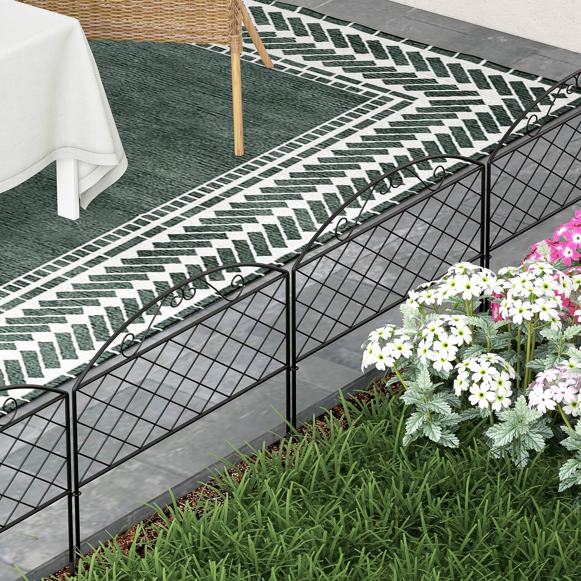 Outsunny - Lot de 5 clôtures de jardin décoratives avec ornements métal noir - Outsunny - Imagen 4