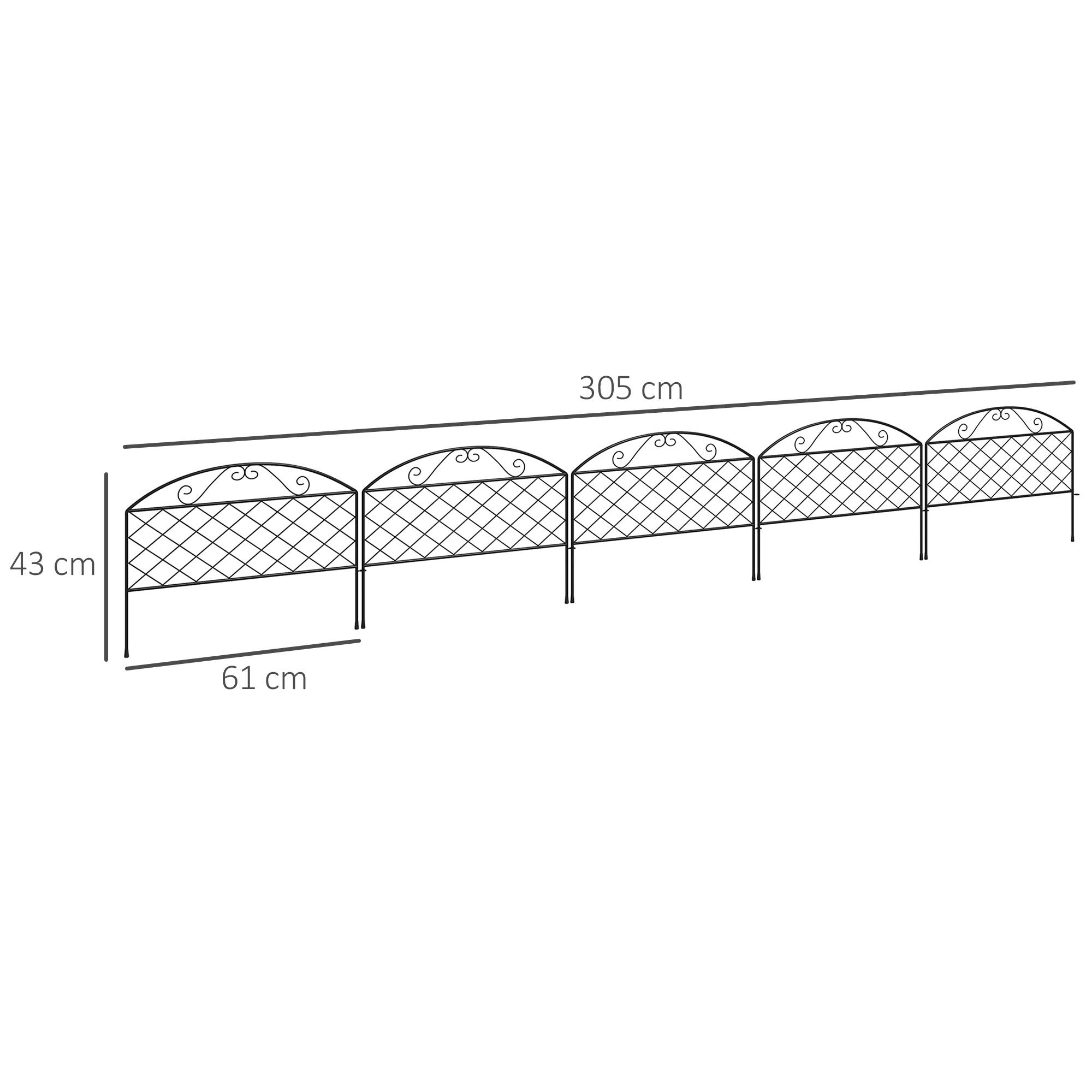 Outsunny - Lot de 5 clôtures de jardin décoratives avec ornements métal noir - Outsunny - Imagen 3