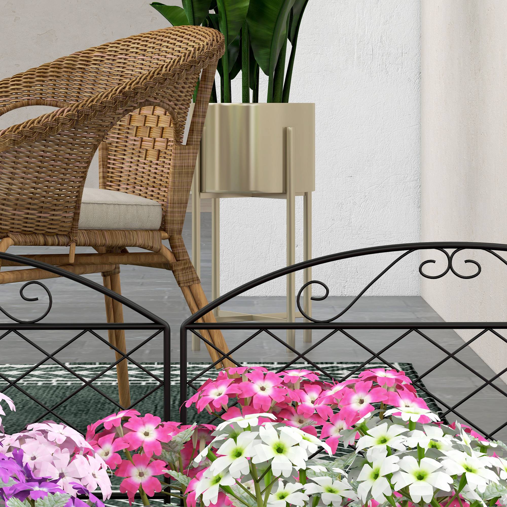 Outsunny - Lot de 5 clôtures de jardin décoratives avec ornements métal noir - Outsunny - Imagen 5