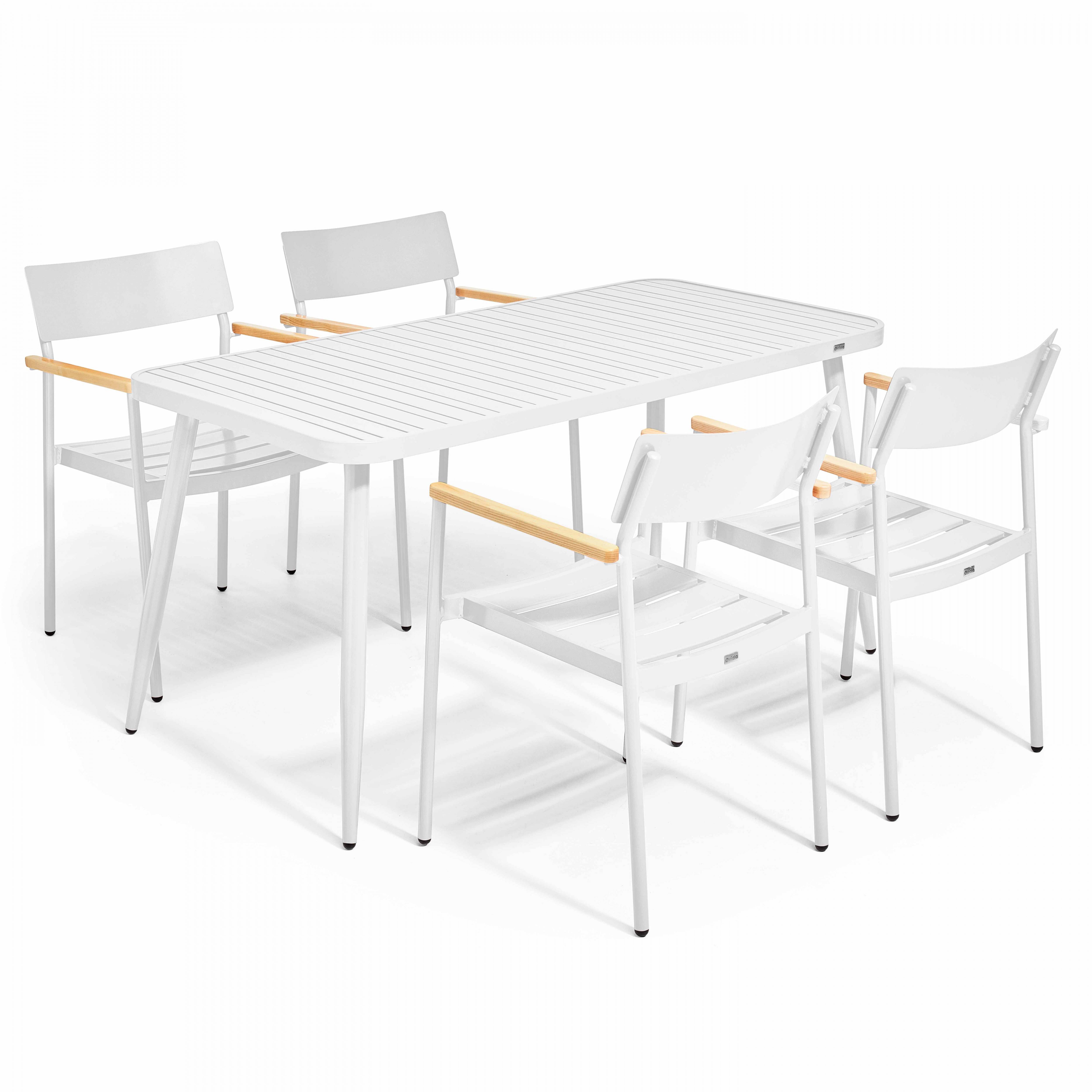 Oviala - Ensemble table de jardin et 4 fauteuils en aluminium blanc Bristol - Oviala - Imagen 1