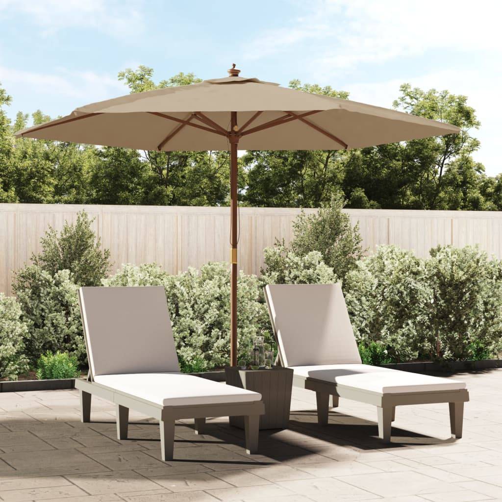 Parasol de jardin bois dur taupe 299 x 240 cm - PANGIVO - Image 1