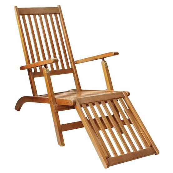 Chais longue | Transat | Chaise de terrasse avec repose-pied Bois d'acacia solide - Image 4