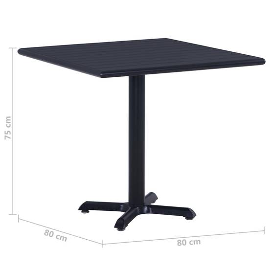 Table de jardin métal et bois plastique noir 80 x 80 x 75 cm - PANGIVO - Image 6