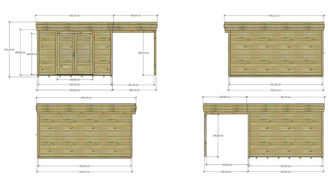 Abri Français - ABRI DE JARDIN bois Pin traité autoclave 27mm - 5,44x4,34m / 24m2 - Bac acier - Plancher bois - Image 4