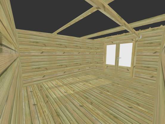 Abri Français - ABRI DE JARDIN bois Pin traité autoclave 27mm - 5,44x4,34m / 24m2 - Bac acier - Plancher bois - Image 5