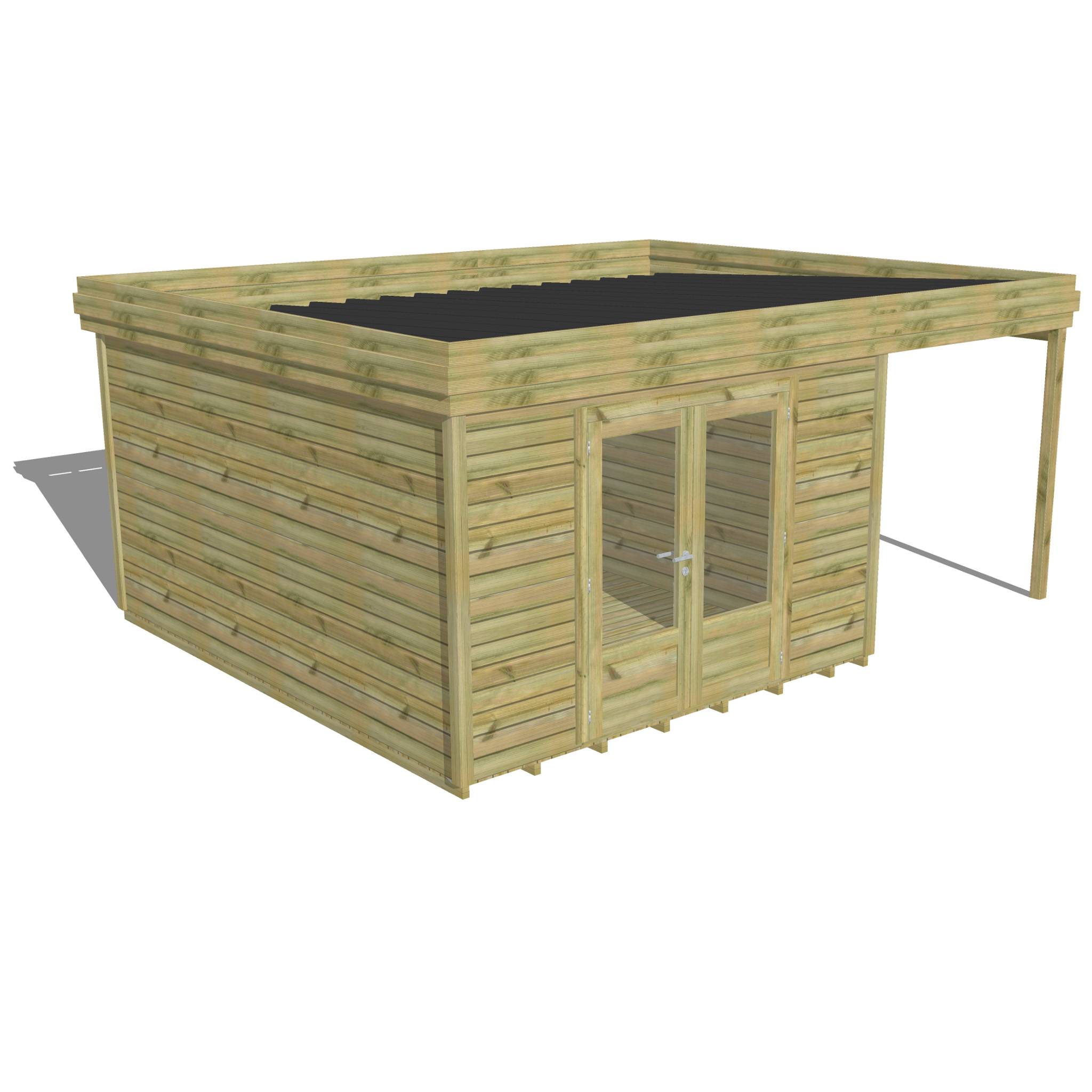 Abri Français - ABRI DE JARDIN bois Pin traité autoclave 27mm - 5,44x4,34m / 24m2 - Bac acier - Plancher bois - Image 1